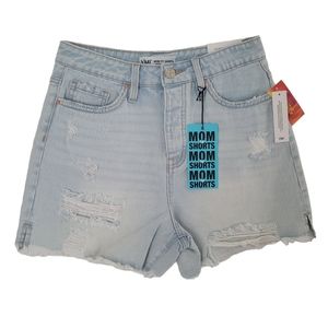 YMI Shorts Junior Womens 7/28 Light Blue Mom Fit Shorts High Rise Brand NWT